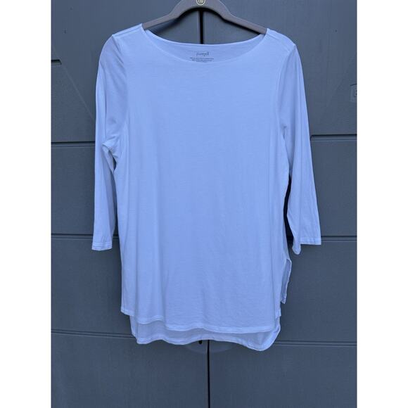 J. Jill Pure Jill Boat-neck Layered Tunic Top White Cotton Modal Women's Sz M - Picture 2 of 8